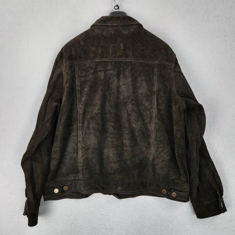 Eddie Bauer Jacket Mens XL Brown Seattle Suede Leather Washable Button Front - Picture 13 of 14